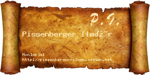 Pissenberger Ilmár névjegykártya